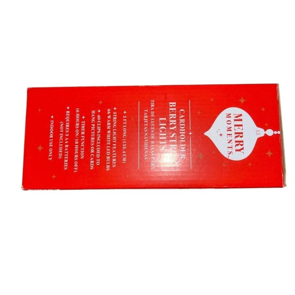 Collections Etc Merry‎ Moments Cardholder Berry String Lights 5ft LED Christmas